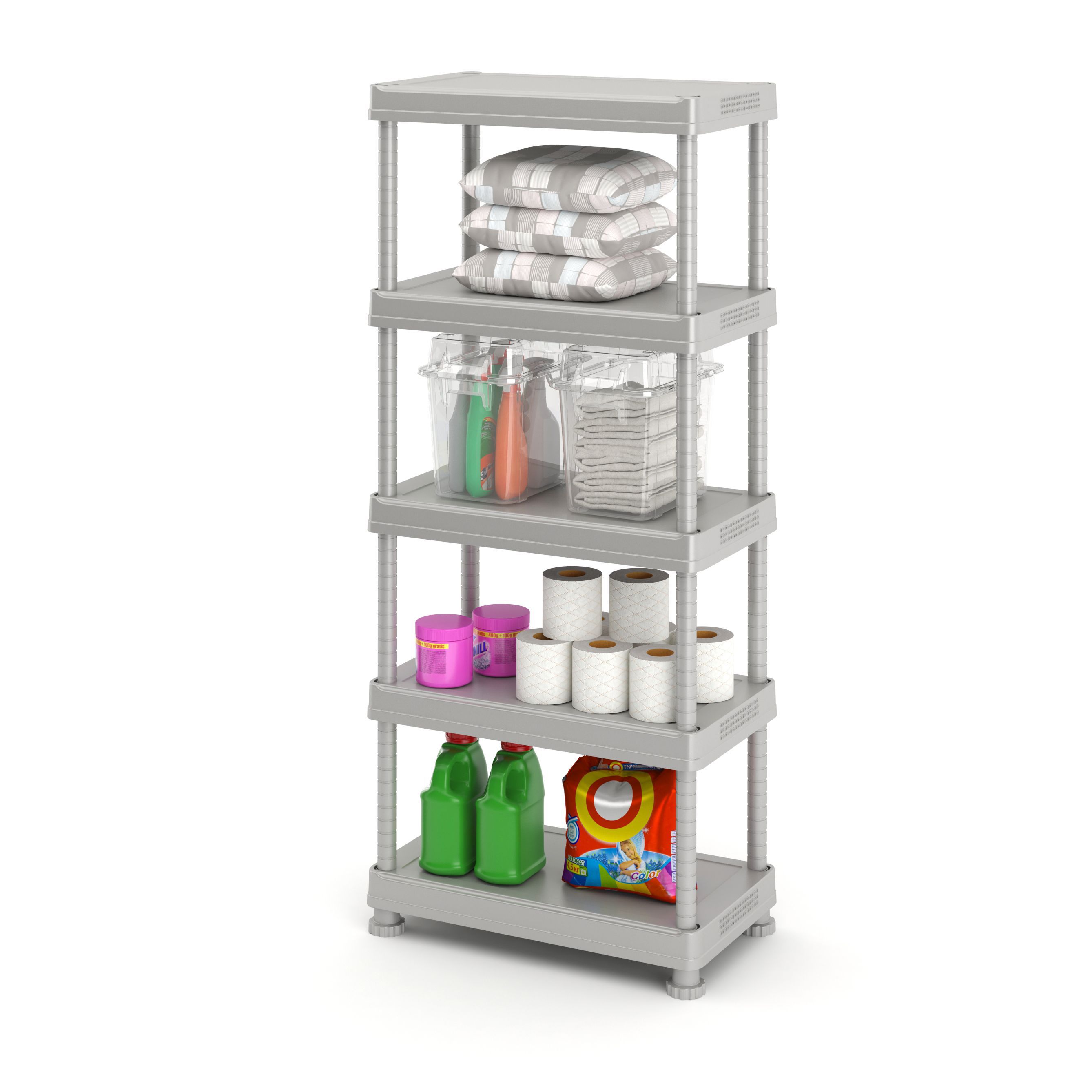 Form Major Light grey 5 shelf Plastic Shelving unit (H)1820mm (W)900mm