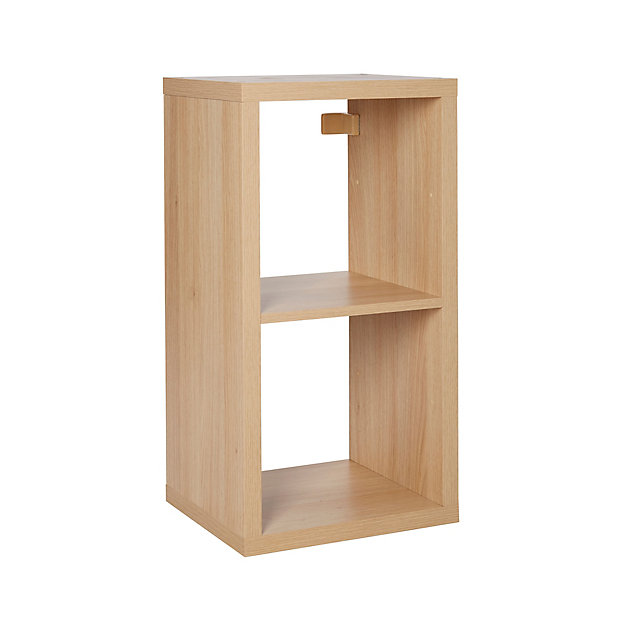 Form Miit Oak Effect 2 Shelf Cube, Oak Express Double Axis Bookcase