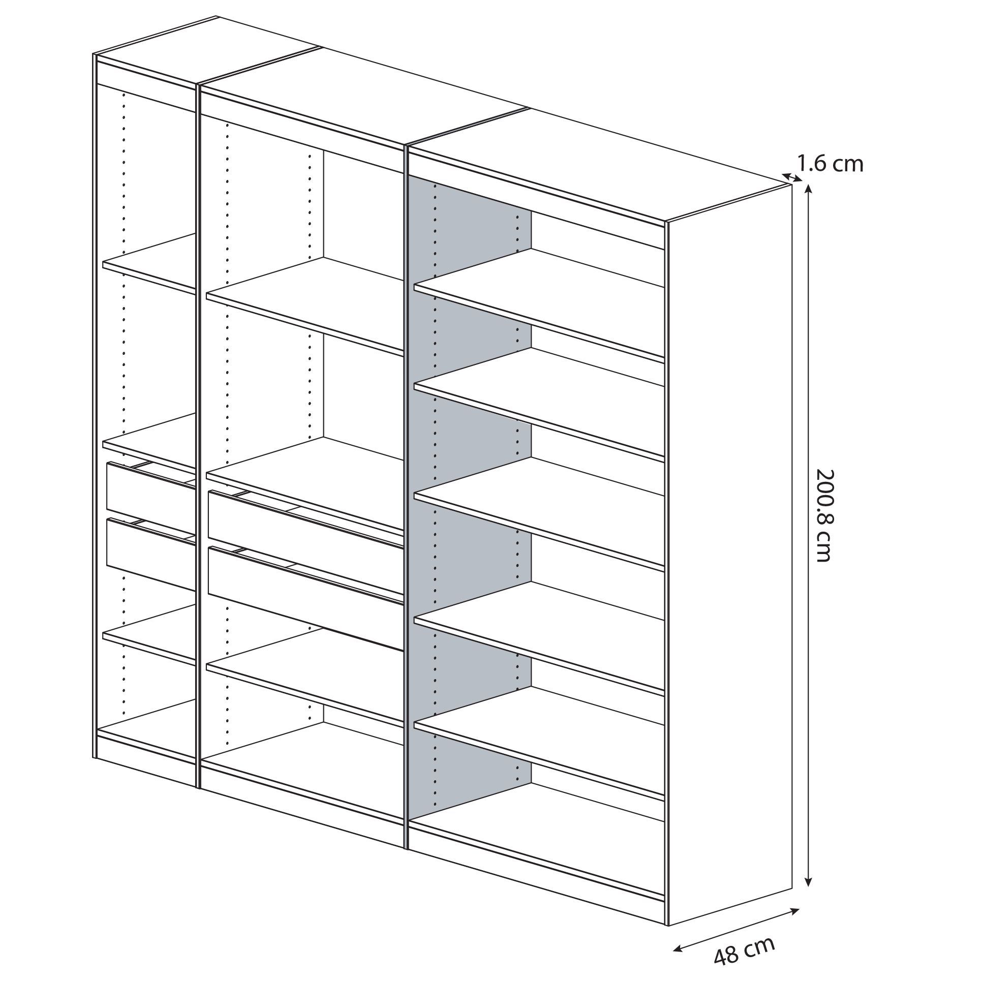 Form Perkin Matt grey oak effect Wardrobe Partition panel (L)2008mm (W)480mm