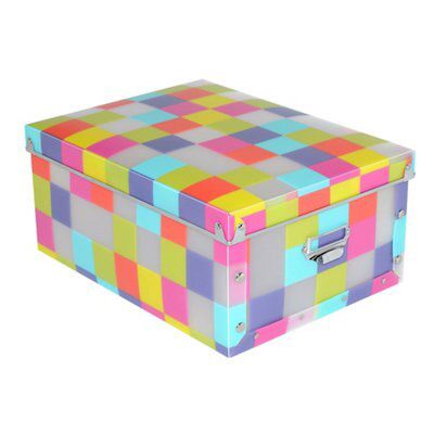 Patterned plastic shop storage boxes