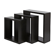 Form Rigga Black Cube Cube shelf (D)98mm, Set of 3