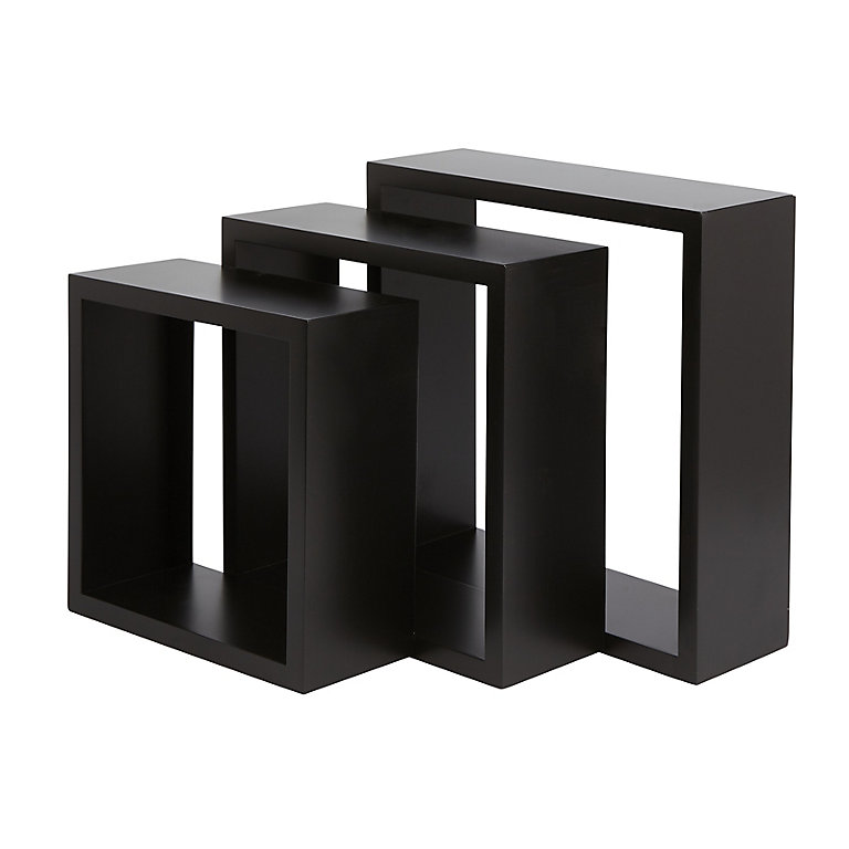 Form Rigga Black Cube Shelf D 98mm Set Of 3 Diy At B Q - Wall Cube Shelf Black