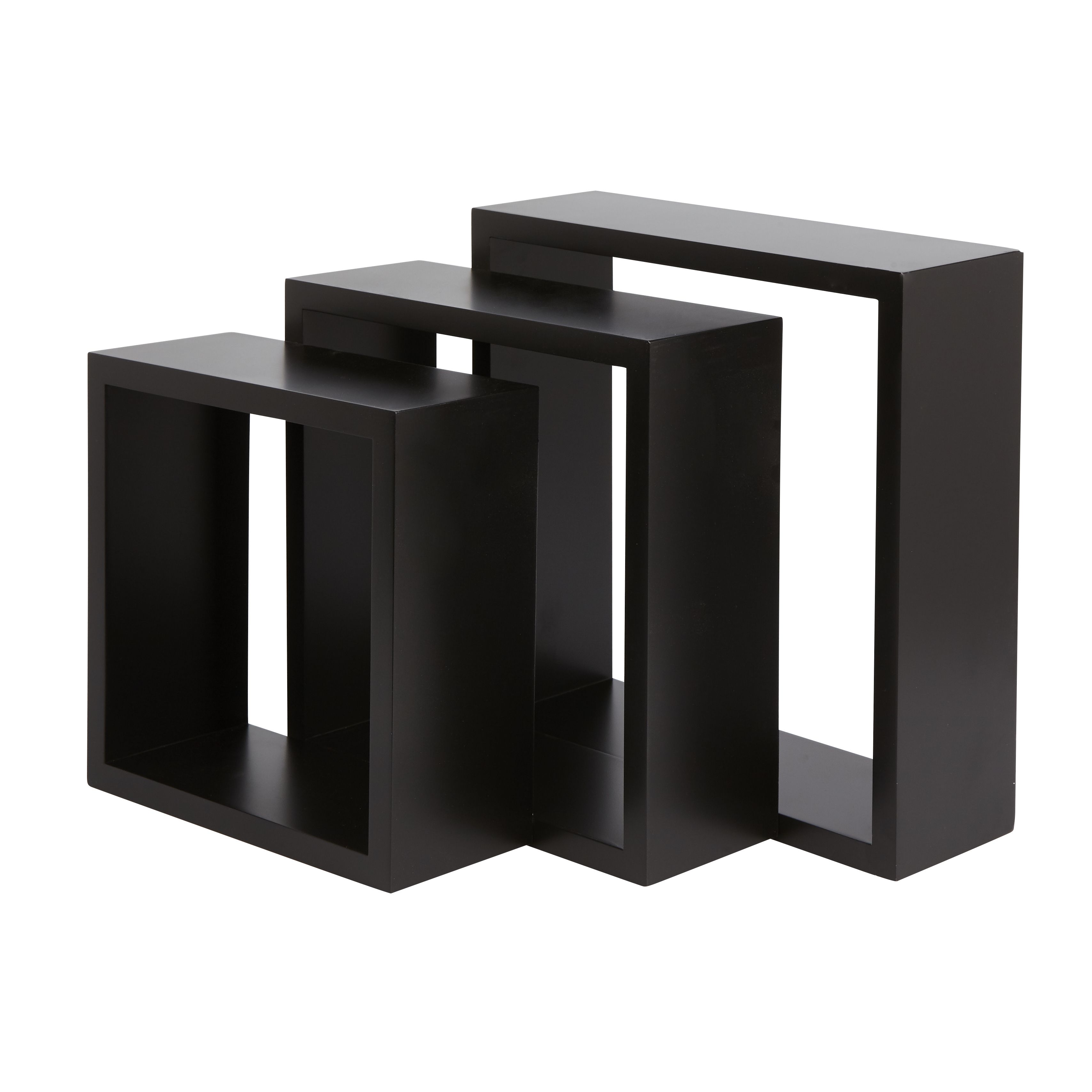 Form Rigga Black Cube shelf (L)230mm (D)98mm, Set of 3 DIY at B&Q