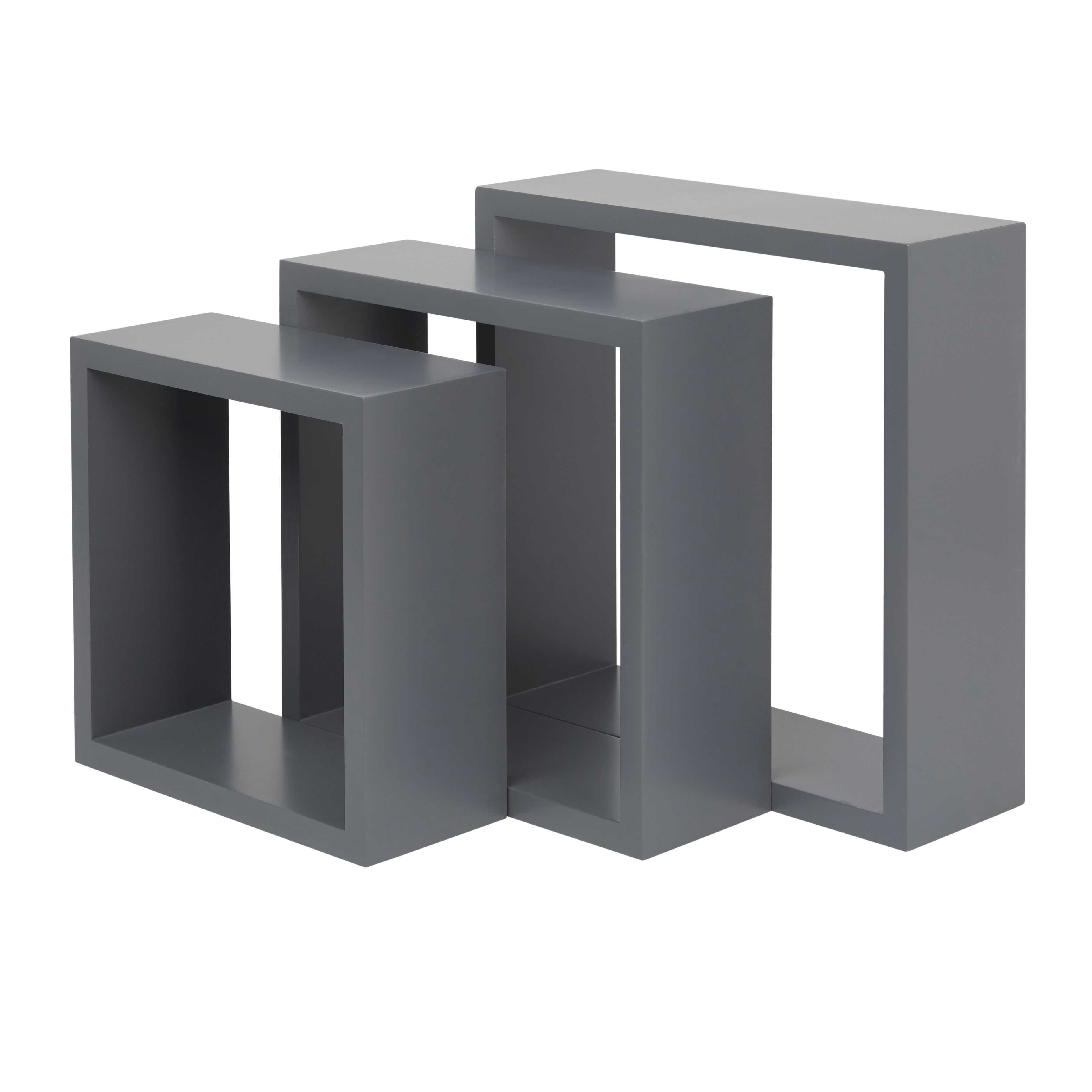 Form Rigga Grey Cube shelf (D)98mm, Set of 3 DIY at B&Q