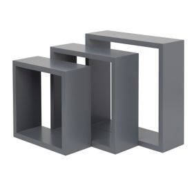 Form Rigga Grey Cube shelf (D)98mm, Set of 3