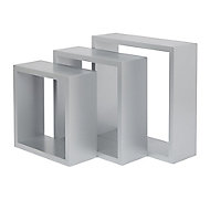 Form Rigga Silver effect Cube Cube shelf (D)98mm, Set of 3