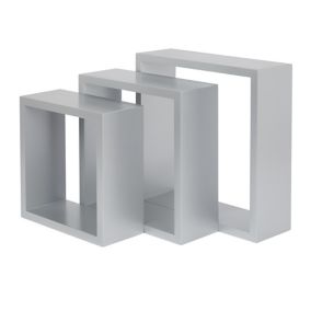 Form Rigga Silver effect Cube shelf (D)98mm, Set of 3