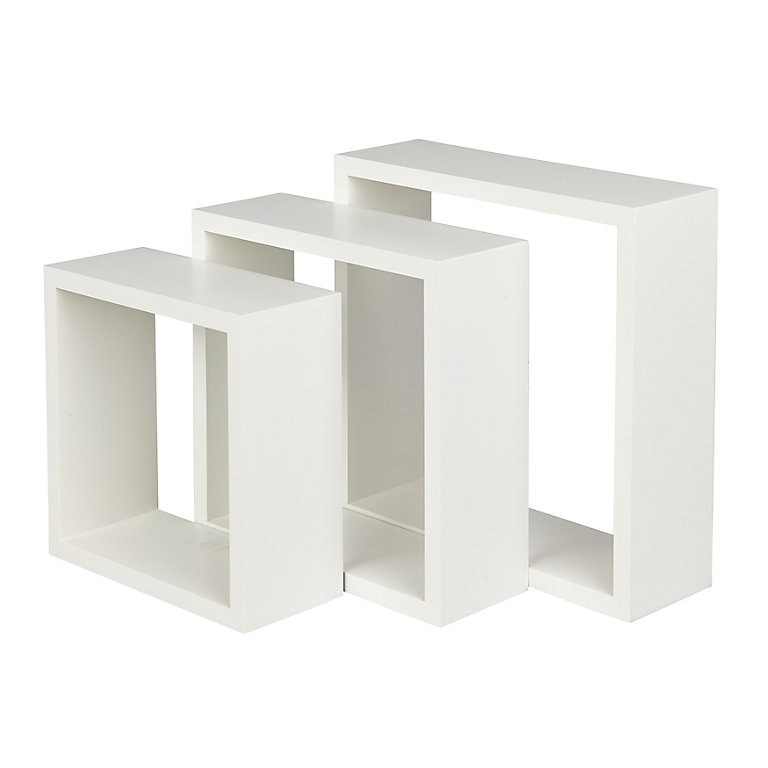 Form Rigga White Cube Shelf D, White Floating Shelves B Mat