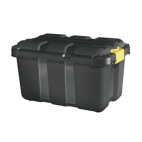 Form Skyda Black 49L Plastic Wheeled Storage trunk & Lid