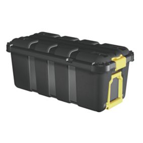 Form Skyda Black 68L Plastic Wheeled Storage trunk & Lid