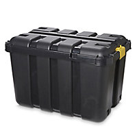 Form Skyda Heavy duty Black 149L Plastic Nesting Wheeled Storage trunk & Lid