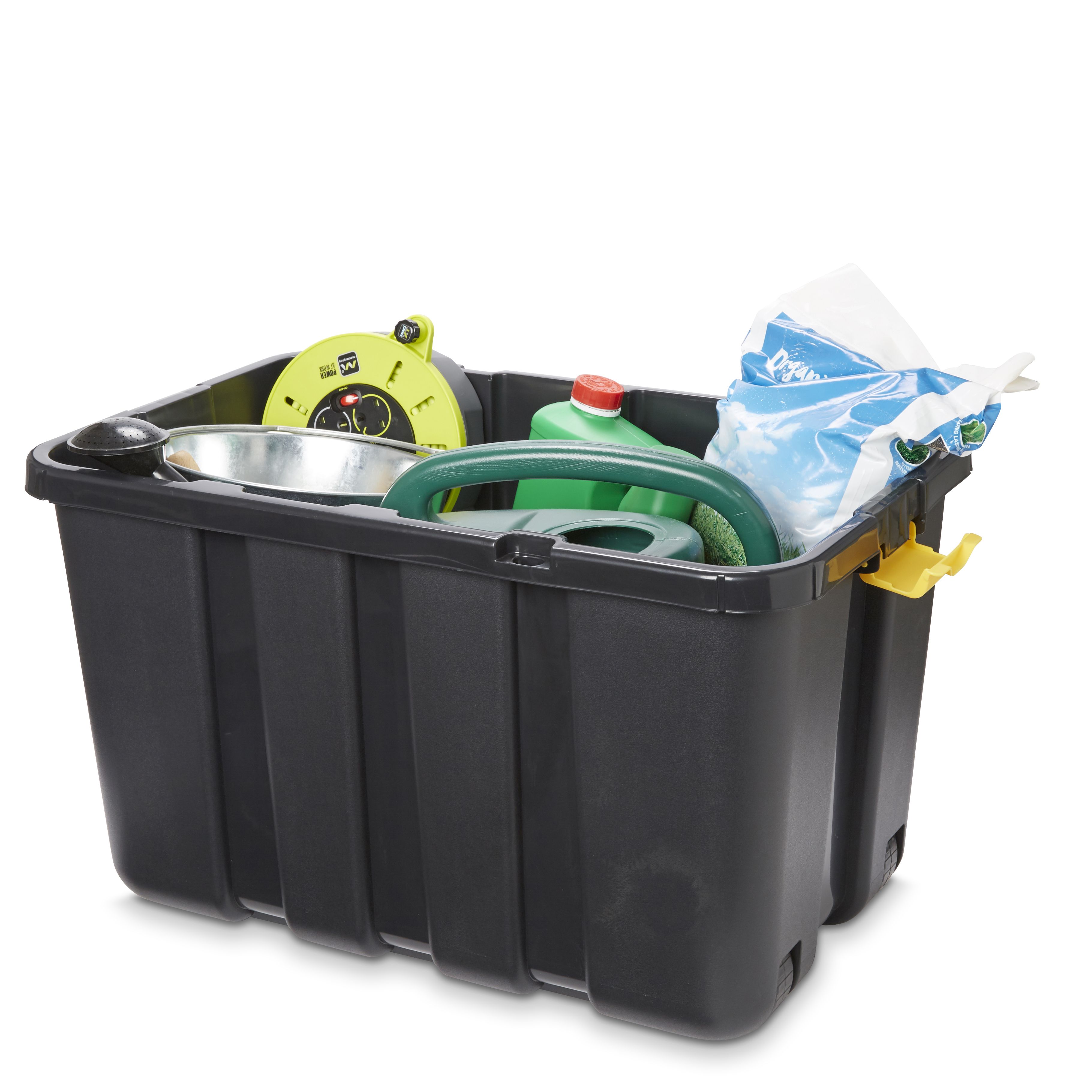 Form Skyda Heavy duty Black 149L Plastic Nesting Wheeled Storage trunk & Lid