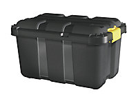 Form Skyda Heavy duty Black 49L Plastic Wheeled Storage trunk with Lid