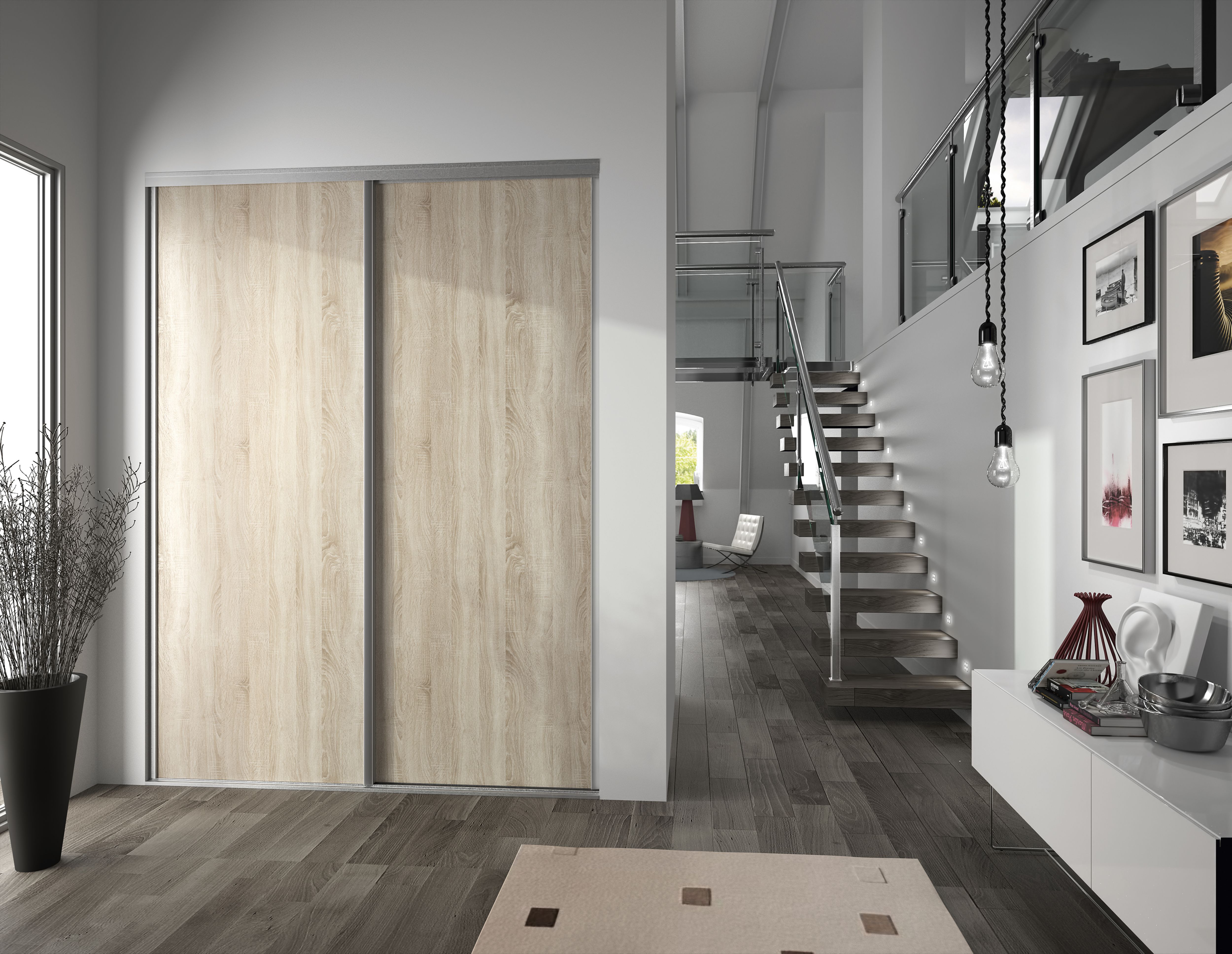 Form Valla Full length Oak effect Sliding wardrobe door, (H)2260mm (W) 772mm of