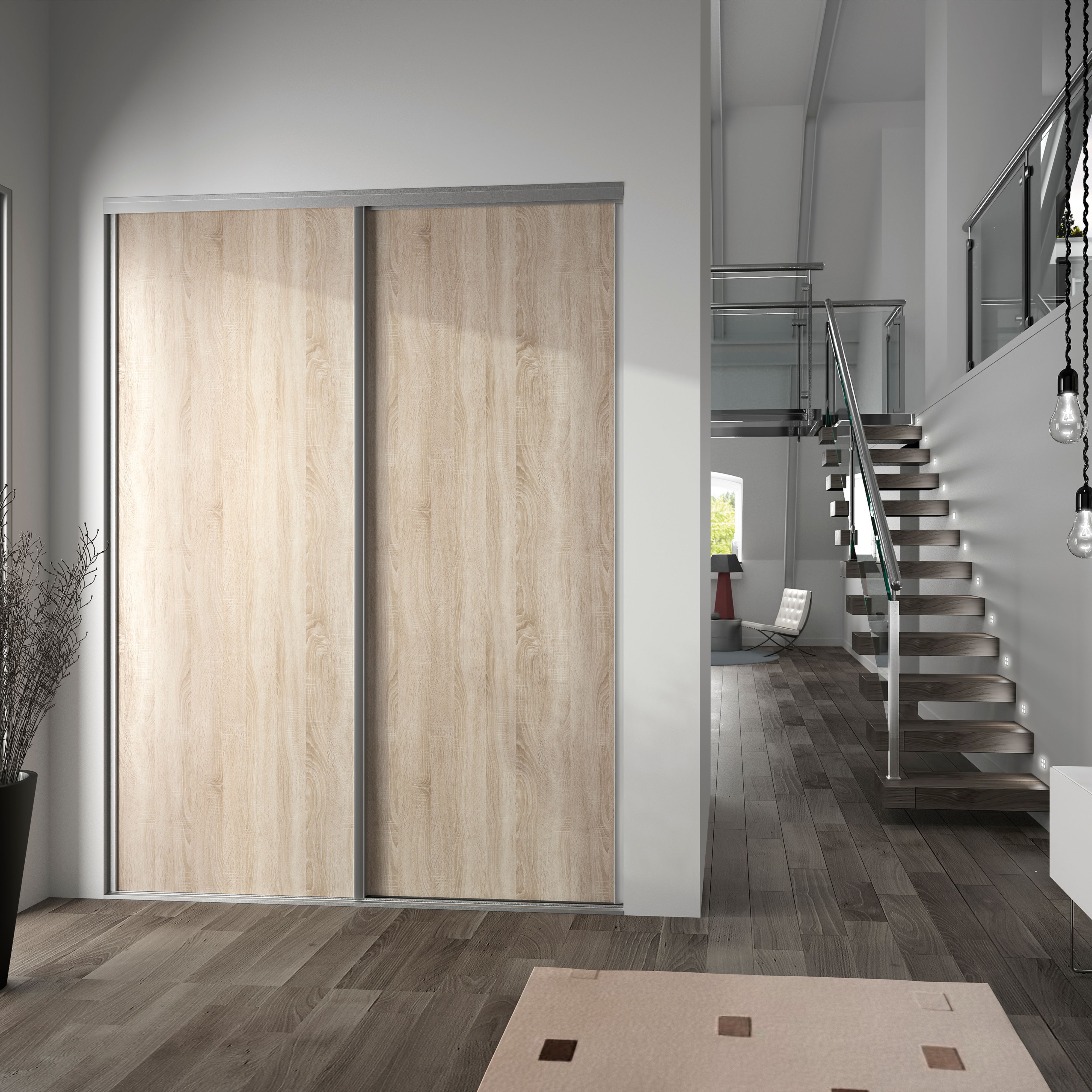 Form Valla Full length Oak effect Sliding wardrobe door, (H)2260mm (W) 772mm of