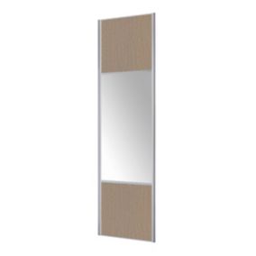 Form Valla Grey Oak effect Silver effect frame Mirrored Sliding wardrobe door, (H) 2260mm x (W) 772mm