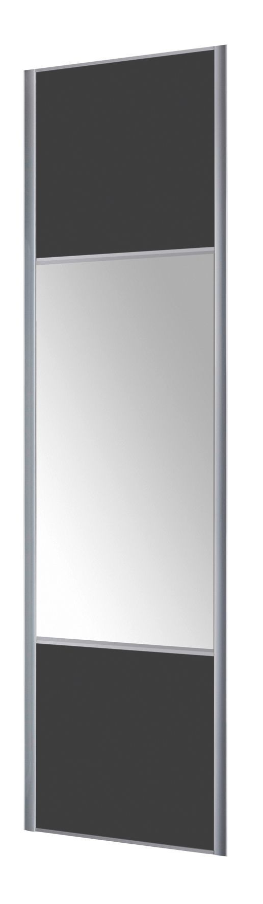 Form Valla Panelled Dark grey Mirrored Sliding wardrobe door (H) 2260mm x (W) 622mm