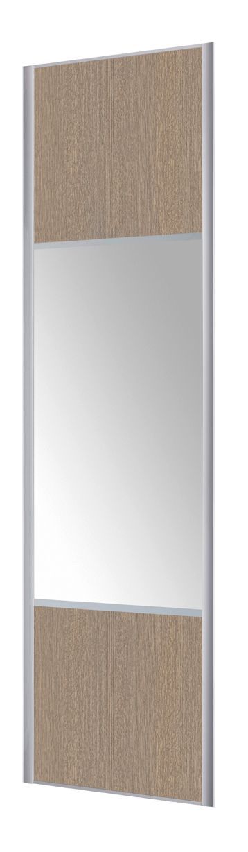 Form Valla Panelled Grey Oak effect Mirrored Sliding wardrobe door (H) 2260mm x (W) 772mm