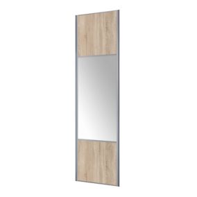 Form Valla Panelled Oak effect Mirrored Sliding wardrobe door (H) 2260mm x (W) 772mm