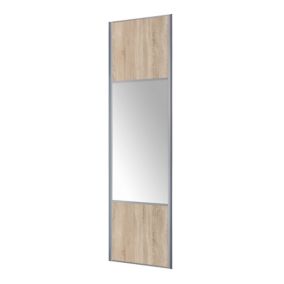 Form Valla Panelled Oak effect Mirrored Sliding wardrobe door (H) 2260mm x (W) 922mm