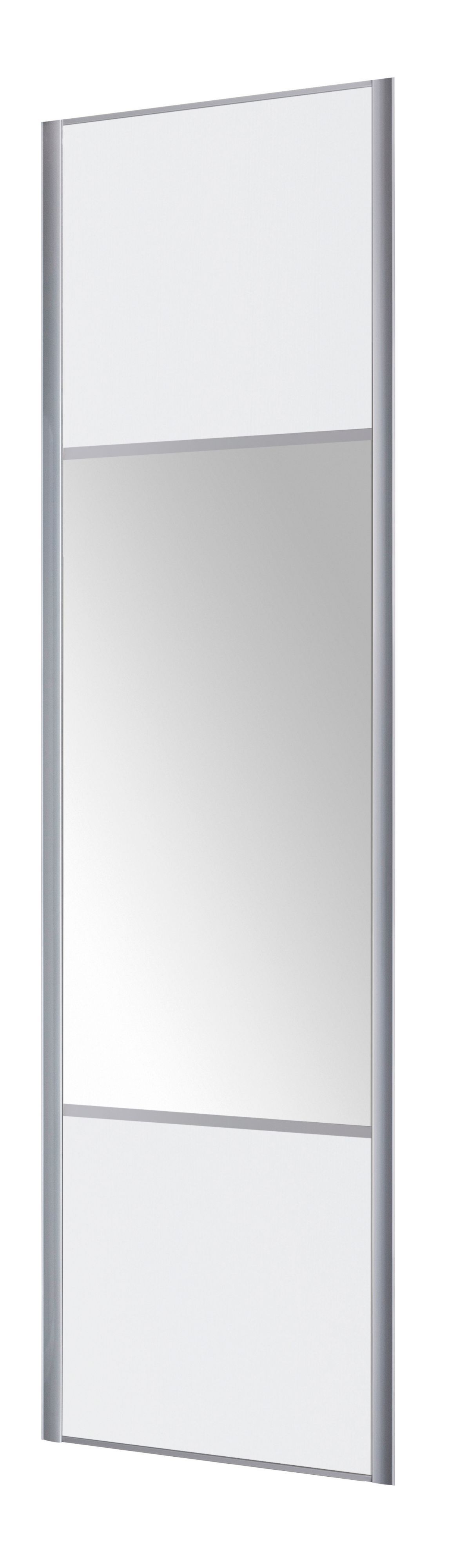 Form Valla Panelled White Mirrored Sliding wardrobe door (H) 2260mm x (W) 622mm