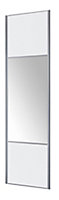 Form Valla Panelled White Mirrored Sliding wardrobe door (H) 2260mm x (W) 922mm