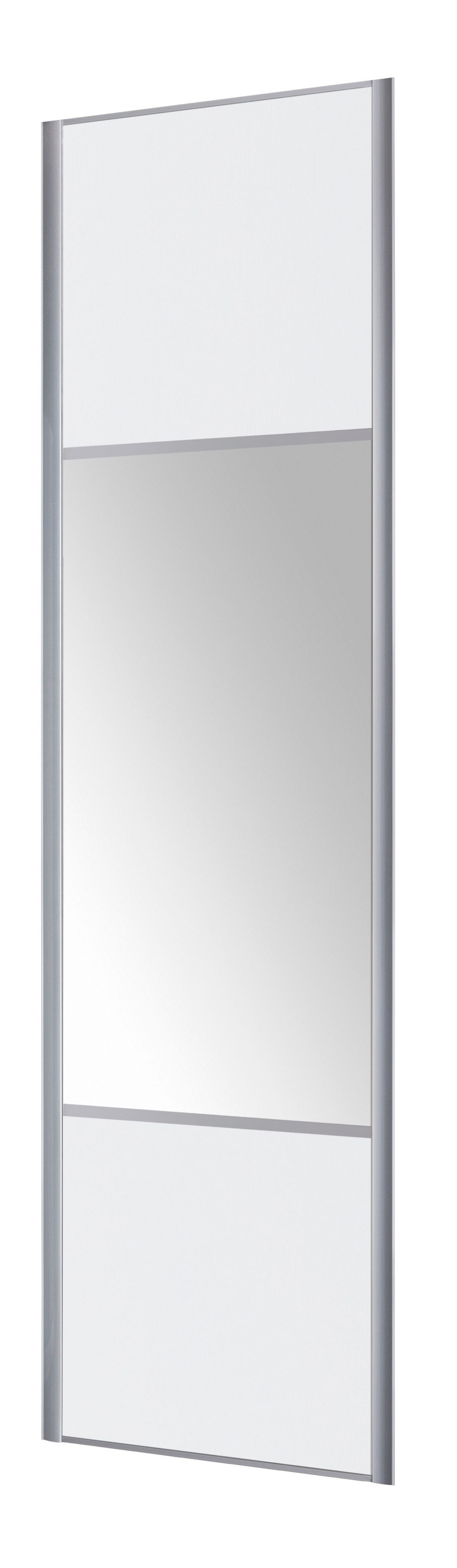 Form Valla Panelled White Mirrored Sliding wardrobe door (H) 2260mm x (W) 922mm