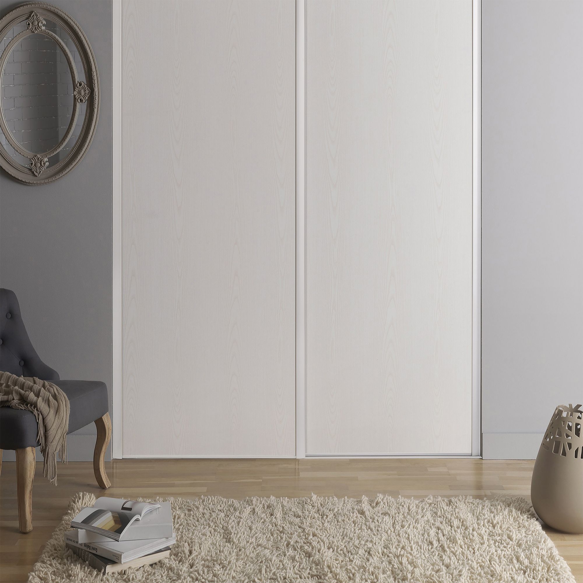 Form Valla White Single panel Sliding wardrobe door (H) 2500mm x (W) 622mm