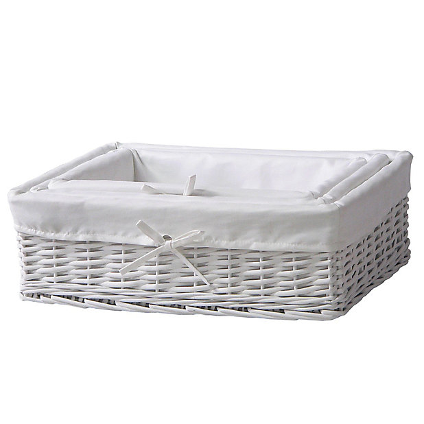 Form White 3l Willow Nestable Storage, Storage Box Wicker Baskets