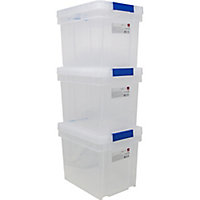 Form Xago Clear 24L Plastic Stackable Storage box & Lid, Pack of 3