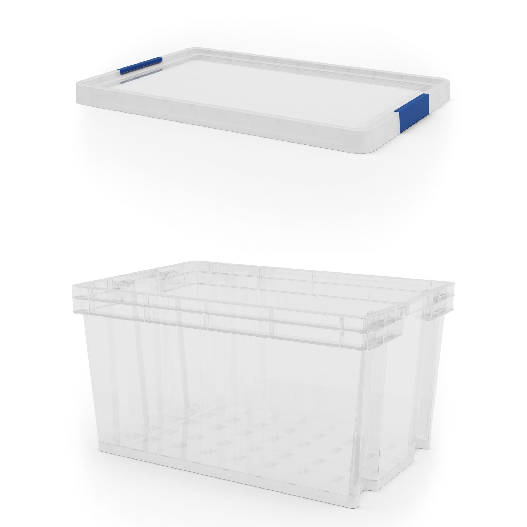 Form Xago Heavy duty Clear 51L Large Plastic Stackable Storage box with Lid