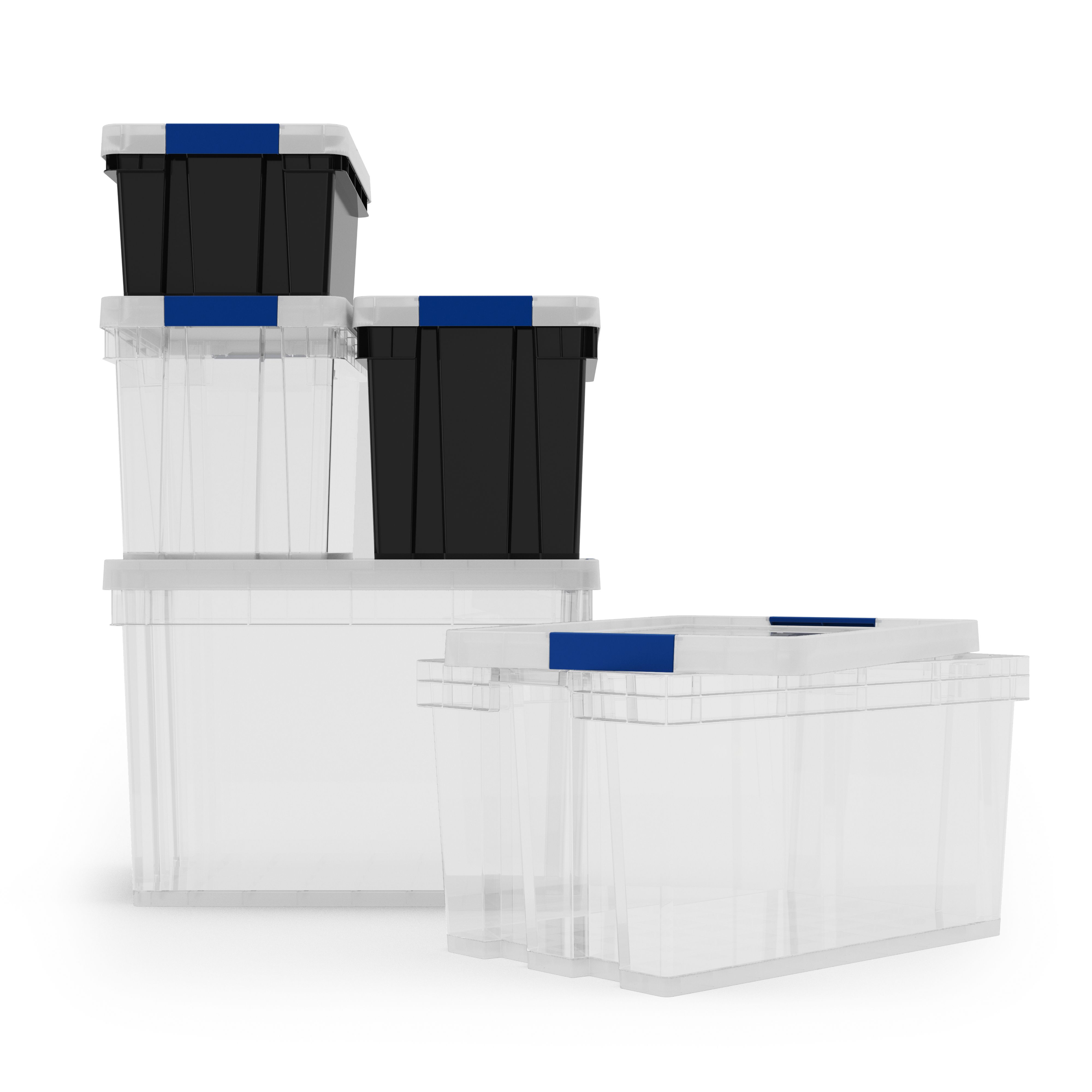 Form Xago Heavy duty Clear 51L Large Plastic Stackable Storage box with Lid