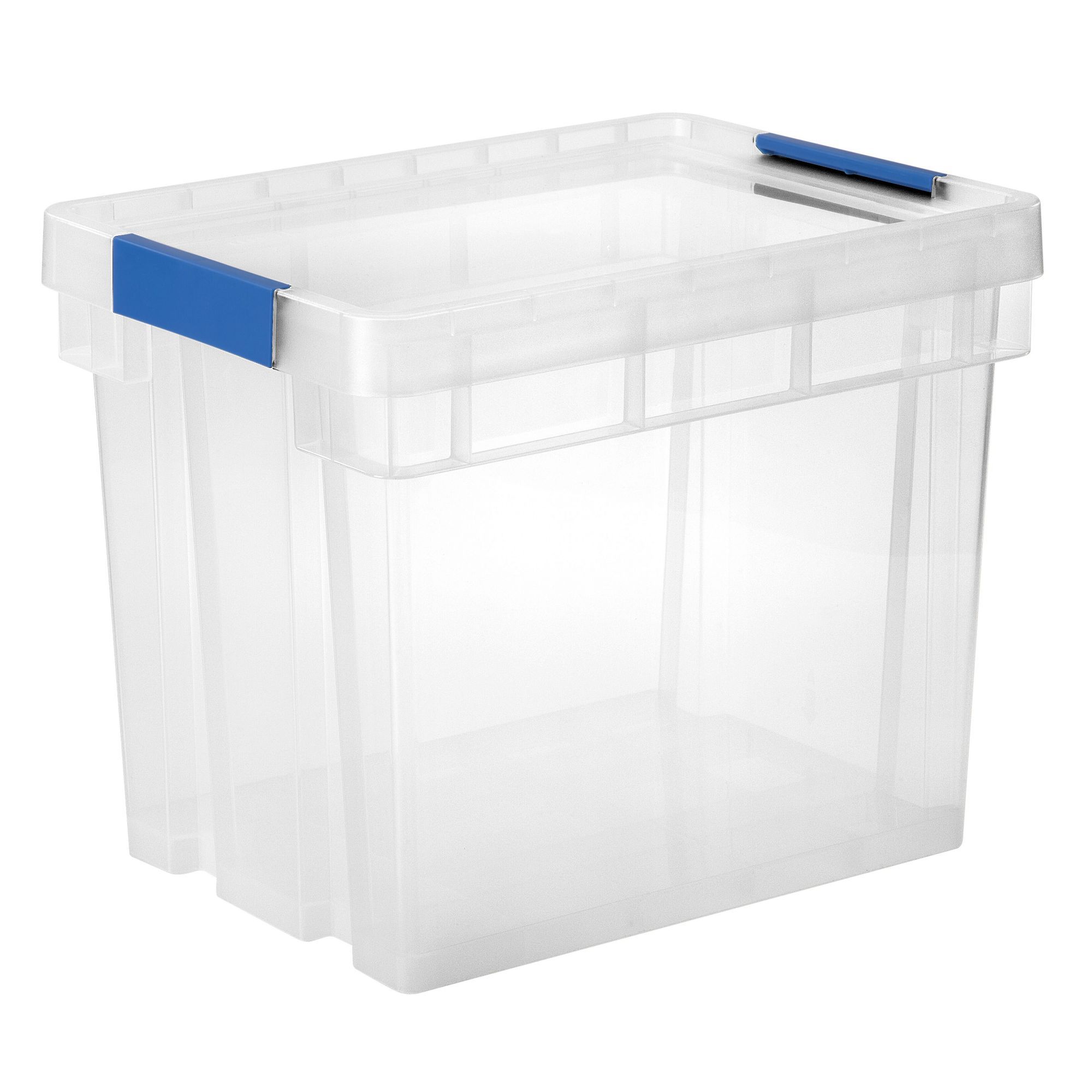 Form Xago Heavy duty Clear 51L Small, medium & XL Plastic Stackable Storage box with Lid, Pack of 3
