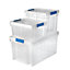 Form Xago Heavy duty Clear Plastic Small, medium & XL Stackable Storage box, Pack of 3
