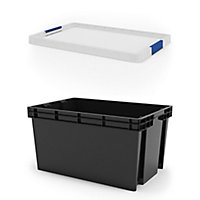 Form Xago Heavy duty Grey 51L Plastic Large Stackable Storage box & Lid