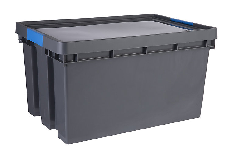 Form Xago Heavy Duty Grey Plastic Large, Grey Storage Boxes With Lids