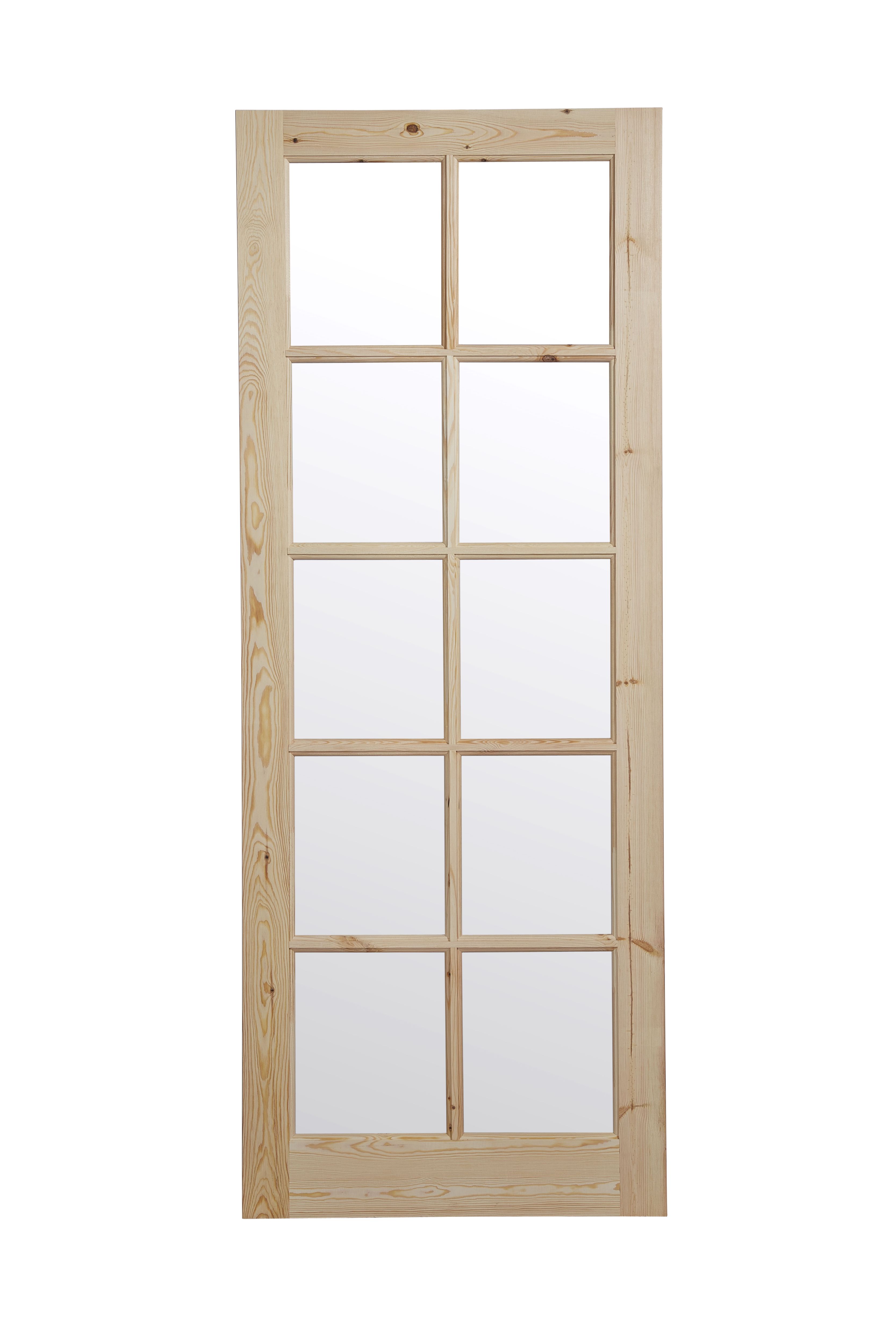 Fortia 0 panel 10 Lite Clear Glazed Traditional Natural Pine veneer Internal Timber Door, (H)1981mm (W)838mm (T)35mm