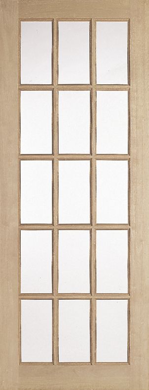 Fortia 15 Lite Clear Glazed Traditional Pine veneer Internal Knotty pine Door, (H)1981mm (W)686mm (T)35mm