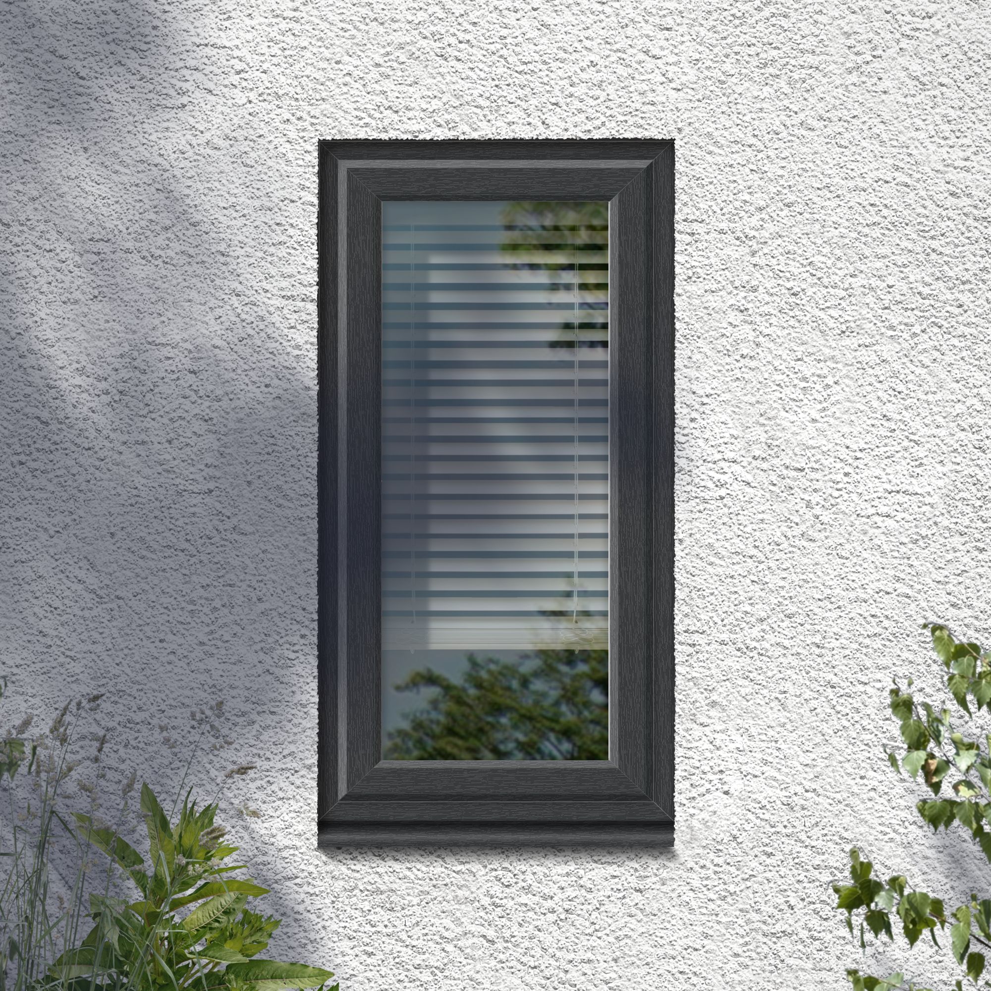 Fortia 1P Clear Glazed Anthracite uPVC Left-handed Swinging Window, (H)820mm (W)610mm