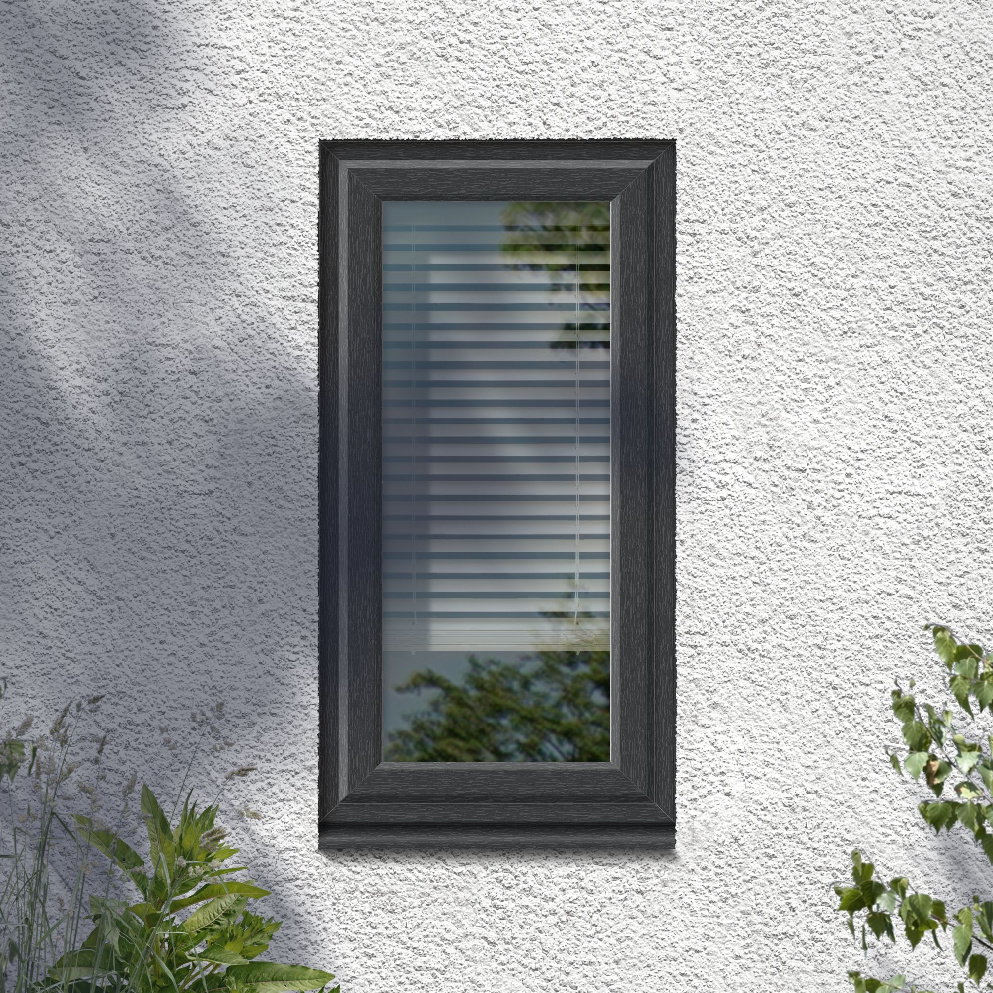 Fortia 1P Clear Glazed Anthracite/White uPVC Right-handed Swinging Window, (H)1040mm (W)610mm