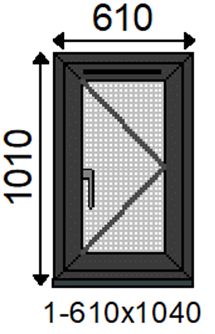 Fortia 1P Clear Glazed Anthracite/White uPVC Right-handed Swinging Window, (H)1040mm (W)610mm