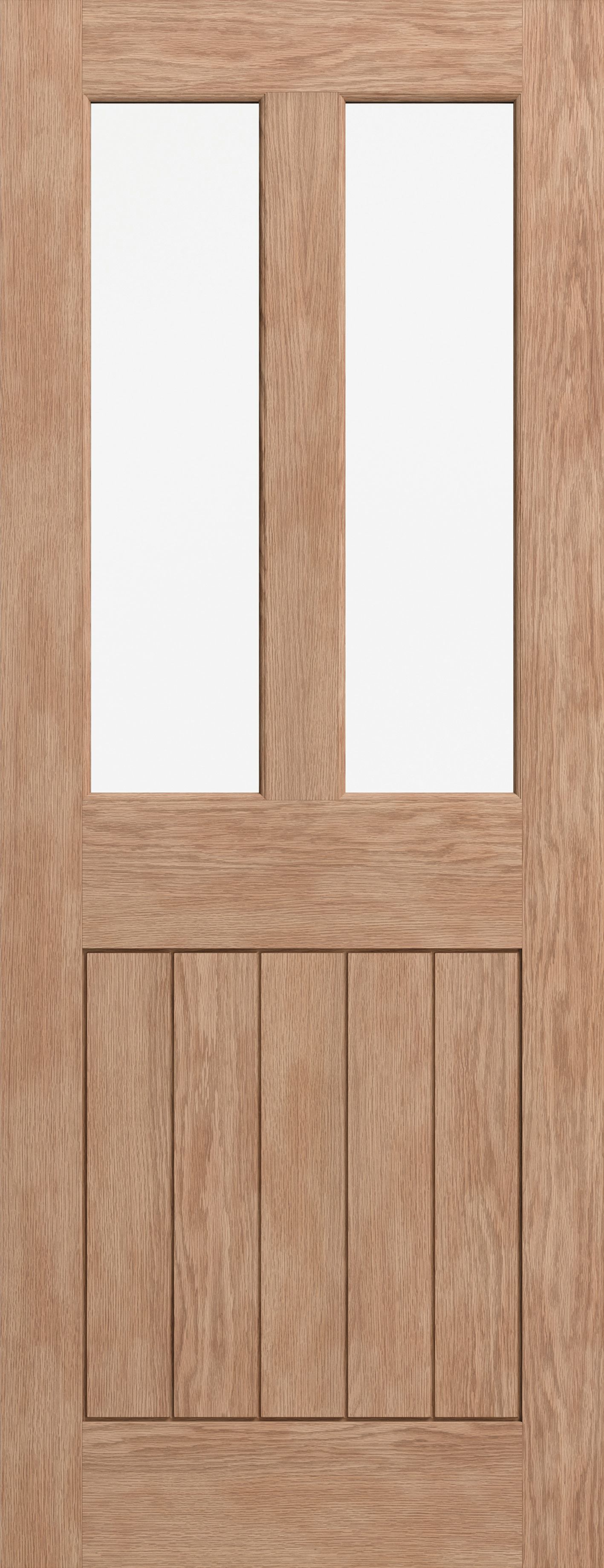 Fortia 2 Lite Clear Glazed Cottage Natural White oak veneer Internal Timber Door, (H)1981mm (W)762mm (T)35mm