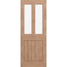 Fortia 2 Lite Clear Glazed Cottage Oak White oak veneer Internal Timber Door, (H)1981mm (W)838mm (T)35mm
