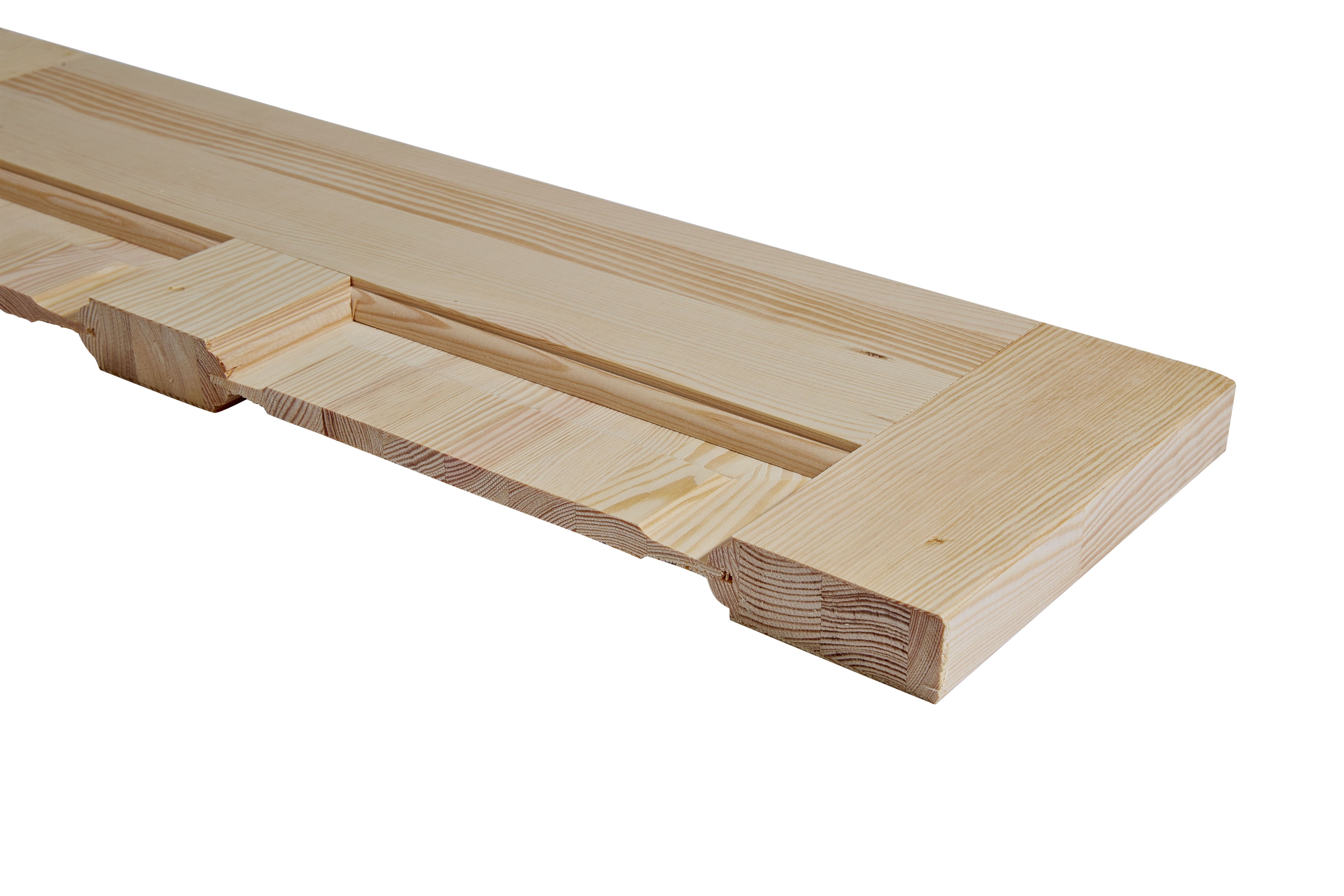 Fortia 2 panel Clear Glazed Victorian Natural Pine veneer Internal Timber Door, (H)2040mm (W)826mm (T)40mm
