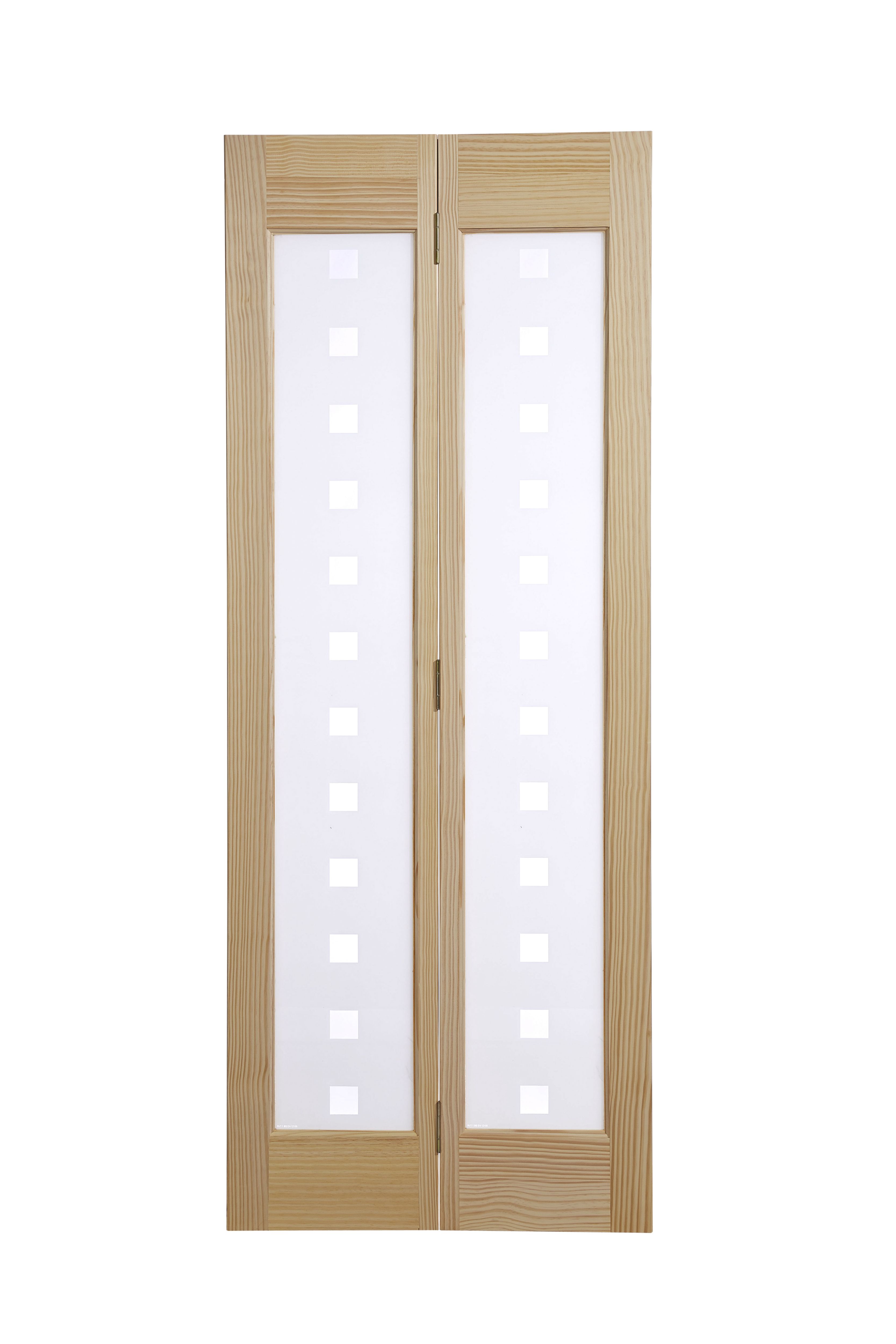 Fortia 2 panel Decorative Glazed Contemporary Unfinished Clear pine Internal Bi-fold Door set, (H)1946mm (W)750mm