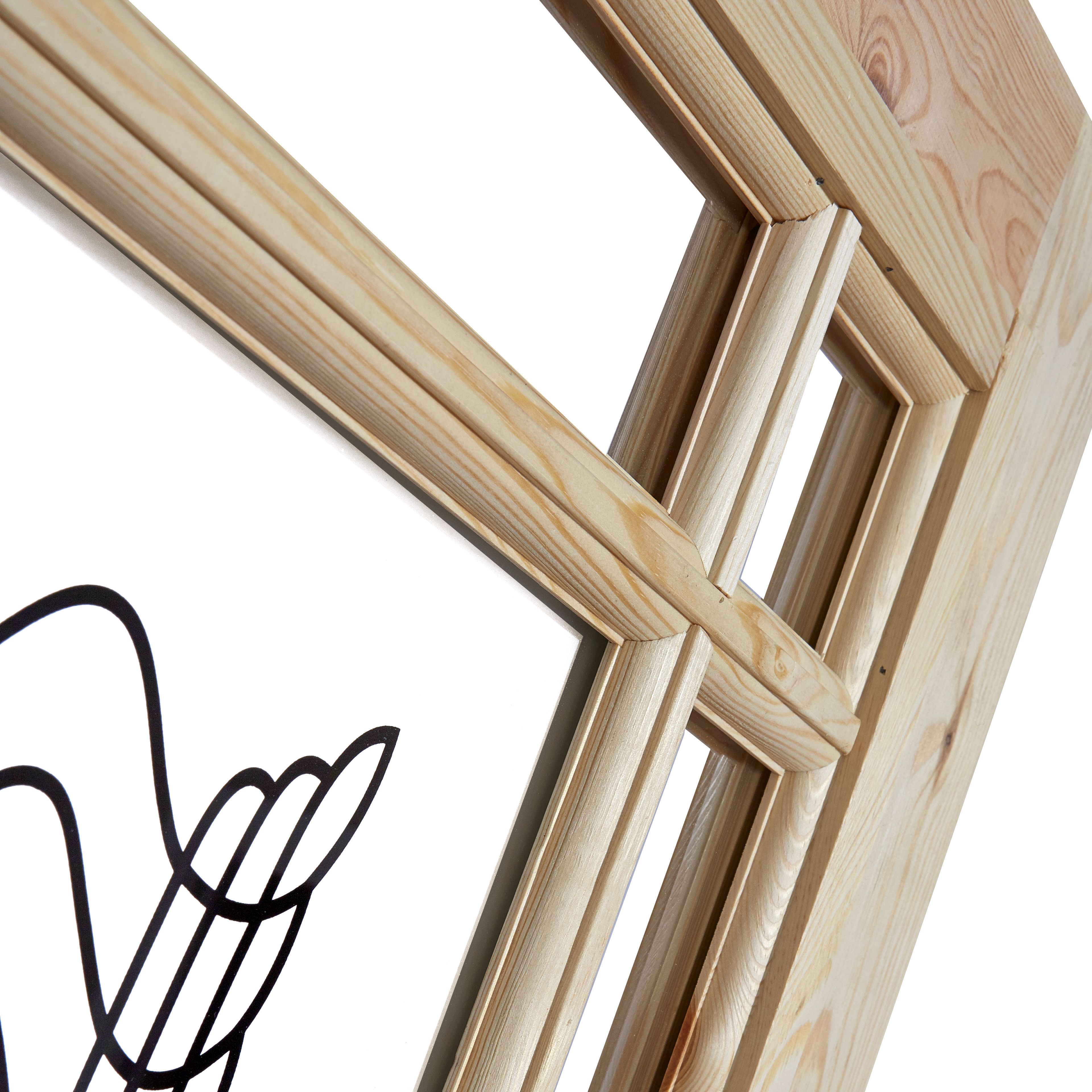 Fortia 2 panel Screen-printed Glazed Victorian Natural Pine veneer Internal Timber Door, (H)1981mm (W)686mm (T)35mm