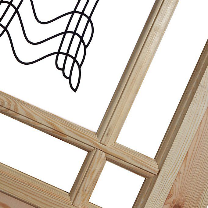 Fortia 2 panel Screen-printed Glazed Victorian Natural Pine veneer Internal Timber Door, (H)1981mm (W)686mm (T)35mm