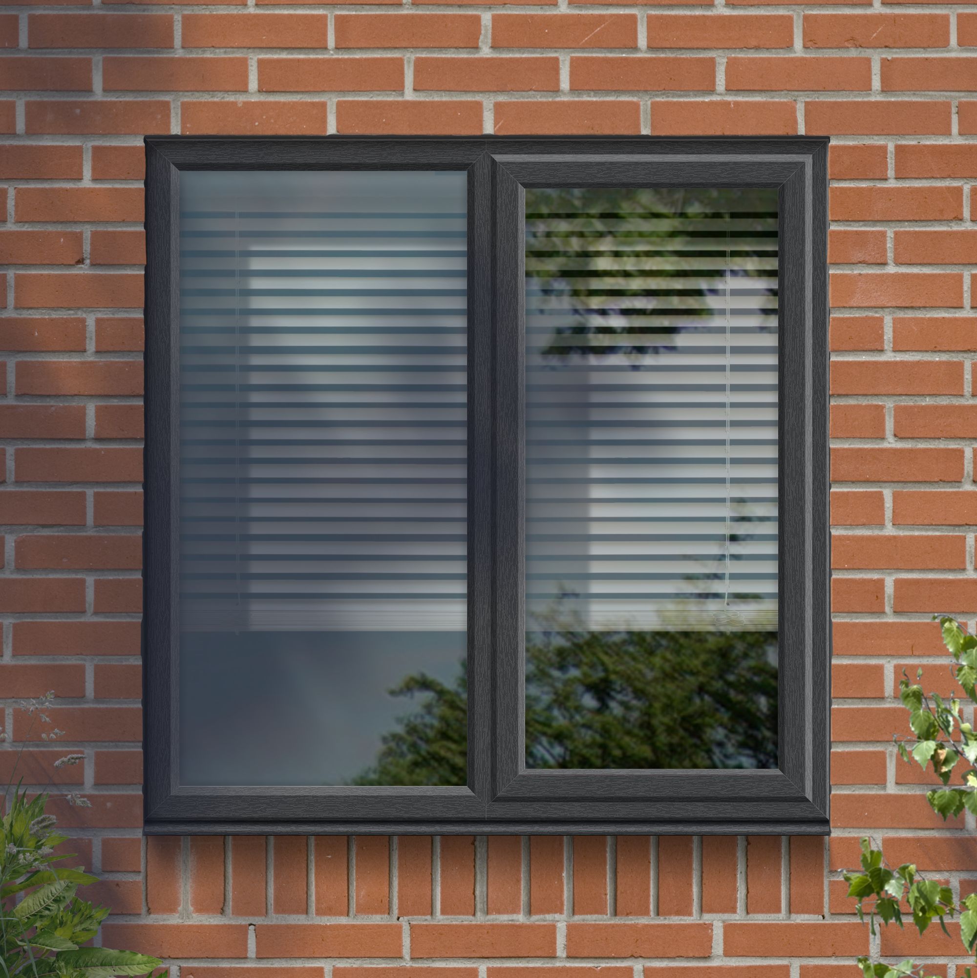 Fortia 2P Clear Glazed Anthracite uPVC Left-handed Swinging Window, (H)1190mm (W)1190mm