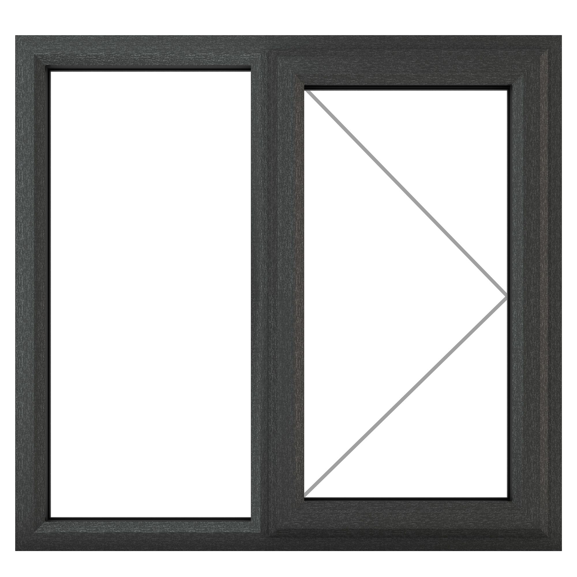 Fortia 2P Clear Glazed Anthracite/White uPVC Right-handed Swinging Window, (H)1040mm (W)1190mm