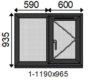 Fortia 2P Clear Glazed Anthracite/White uPVC Right-handed Swinging Window, (H)965mm (W)1190mm